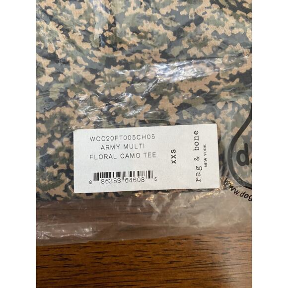rag & bone Floral Camo Slub Tee New Nordstrom Olive Women As XXS Armymult Crew - Picture 5 of 7